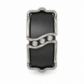 Jewelry charm with black stone and silver accents on a white background