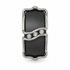 Jewelry charm with black stone and silver accents on a white background